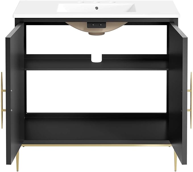 Modway Awaken Bathroom Vanity Cabinet, 36", White Black