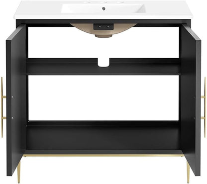 Modway Awaken Bathroom Vanity Cabinet, 36", White Black