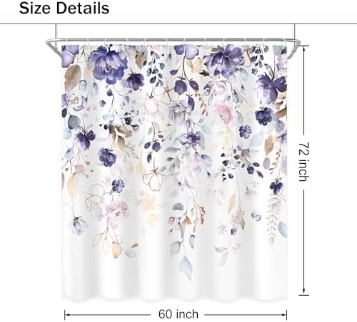 Floral Purple Pink Leaf Rustic Girly Bathroom Shower Curtain Set