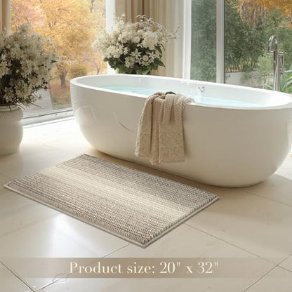 BSICPRO Bathroom Rugs, 20x32 Chenille Bath Mats, Sand