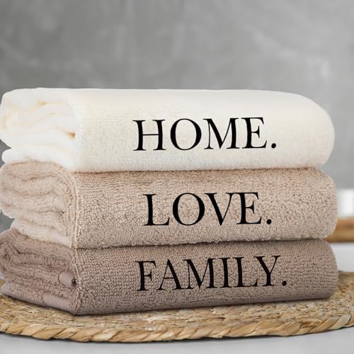 FuWeave 3 Pcs Brown Decorative Hand Towels Bathroom Set,Home,Love,Family