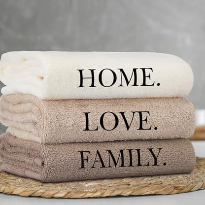 FuWeave 3 Pcs Brown Decorative Hand Towels Bathroom Set,Home,Love,Family