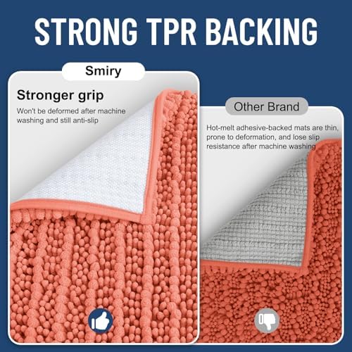 Smiry Bathroom Rugs 36X24, Extra Soft Rubber Backing Chenille Bath Mats