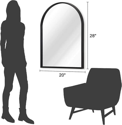 Black Arched Bathroom Wall Mirror Brushed Metal Vanity Wall Mounted Mirror for LivingRoom Bedroom Entryway Room vanity Home Decor 28"x20"