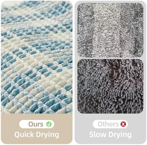 TYUU Waffle Bath Mat, Cute Bathroom Rugs Non Slip, 36x24 Blue & White