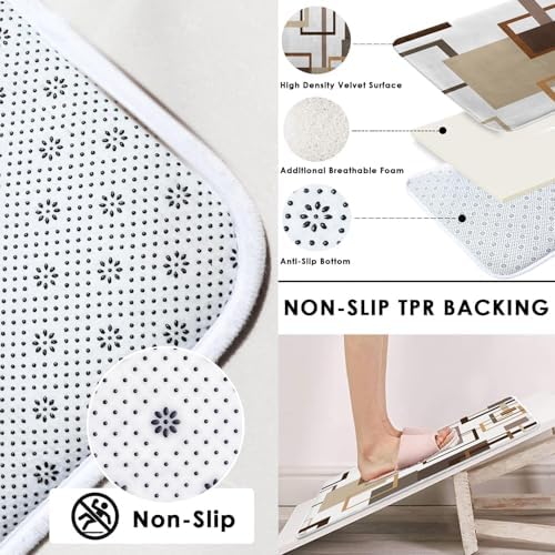 Bathroom Sets with Shower Curtain and Rugs, 4 Pcs, Geometric Brown