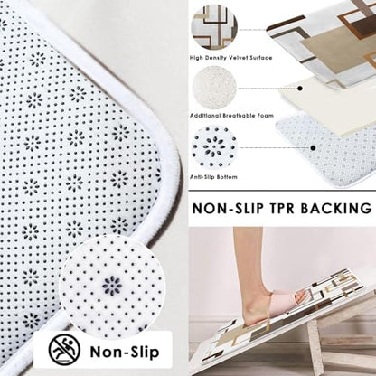 Bathroom Sets with Shower Curtain and Rugs, 4 Pcs, Geometric Brown