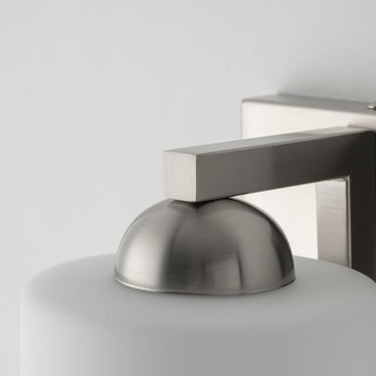 mirrea 1-Light Brushed Nickel Bathroom Vanity Light with White Glass Shade | Over Mirror,Wall Sconce,ETL listed,Bathroom Lighting Fixtures,Elegant Design,Milk White Glass Shade,Easy Installation