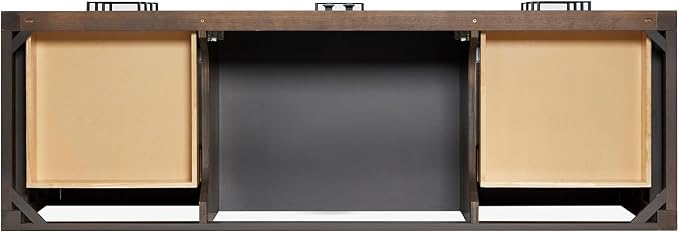 ARIEL Cambridge 66-inch Bathroom Vanity Base Cabinet,Solid Wood, 2 Soft Closing Doors, 9 Dovetail Drawers, Brown Oak