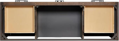 ARIEL Cambridge 66-inch Bathroom Vanity Base Cabinet,Solid Wood, 2 Soft Closing Doors, 9 Dovetail Drawers, Brown Oak