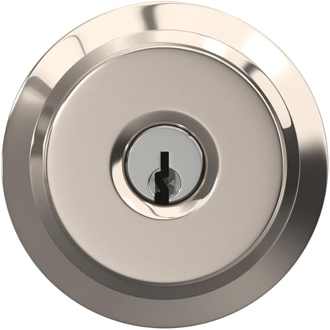 Schlage F51A BWE 618 PLY Bowery Knob with Plymouth Trim Keyed Entry Lock, Polished Nickel