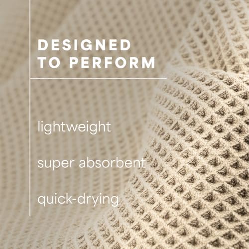 S&T INC. Aura Waffle Bath Towels, 4 Pack, 30" x 60", Beige