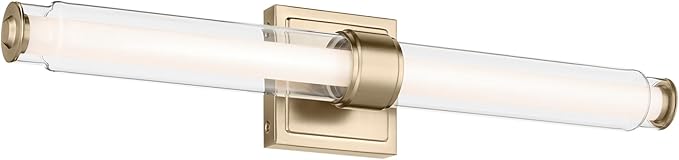 Kichler Laurene LED Bath Bar Light, Champagne Bronze | Linear vanity light with clear glass for bathroom mirrors (26.5" x 5"), 55238CPZLED