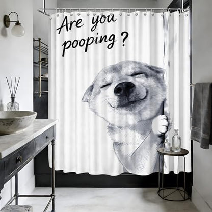 Extra Long Shower Curtain XL Funny Dog Crazy, 108 x 72 Inchs