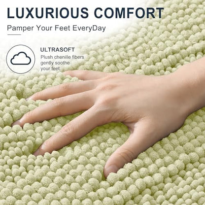 Smiry Thick Small Chenille Bathroom Rugs 24x16, Absorbent Bath Mat, Vanilla