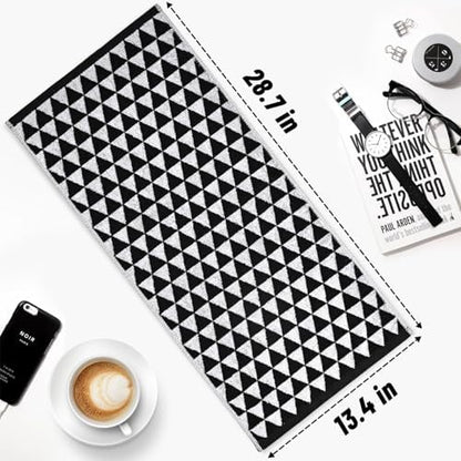 Jacquotha Black and White Hand Towels (Geometric Triangle), 4 Pack