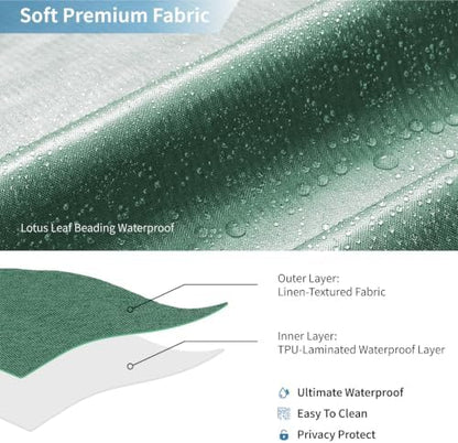 Waterproof Fabric Shower Curtain,No Liner Needed,72x72,EmeraldGreen