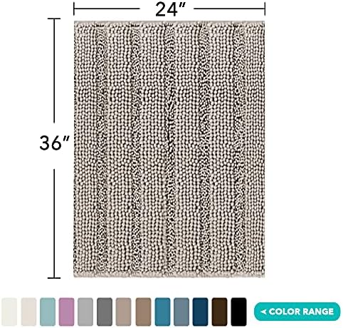 Turquoize Bathroom Rug 24"x36", Soft Absorbent Chenille Bath Rug, Taupe