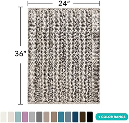 Turquoize Bathroom Rug 24"x36", Soft Absorbent Chenille Bath Rug, Taupe