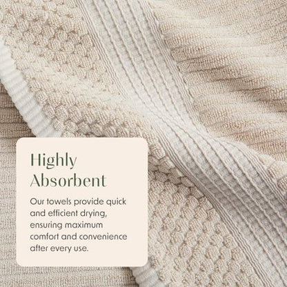 Springtree Home 100% Cotton Hand Towel Set | 6-Pack | Textured | Beige