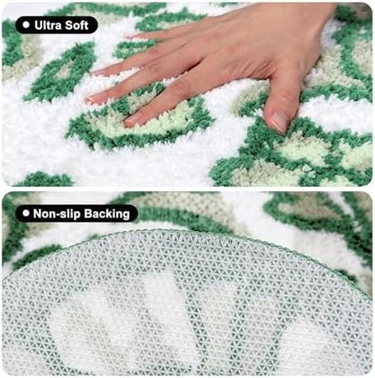 Cute Cat Bath Mat, Unique Green Small Fun Bathroom Rug