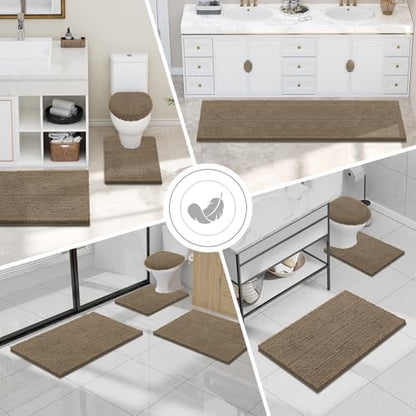 Smiry Chenille Bathroom Rugs Sets 2 Piece (47x20+30x20, Camel)