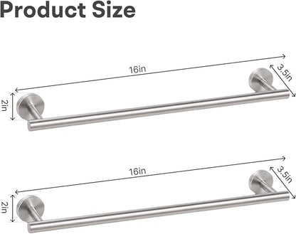 16 Inch Brushed Nickel Bathroom Towel Bar, 2 Pieces Towel Racks for Bathroom SUS304 Thicken Stainless Steel Towel Holder