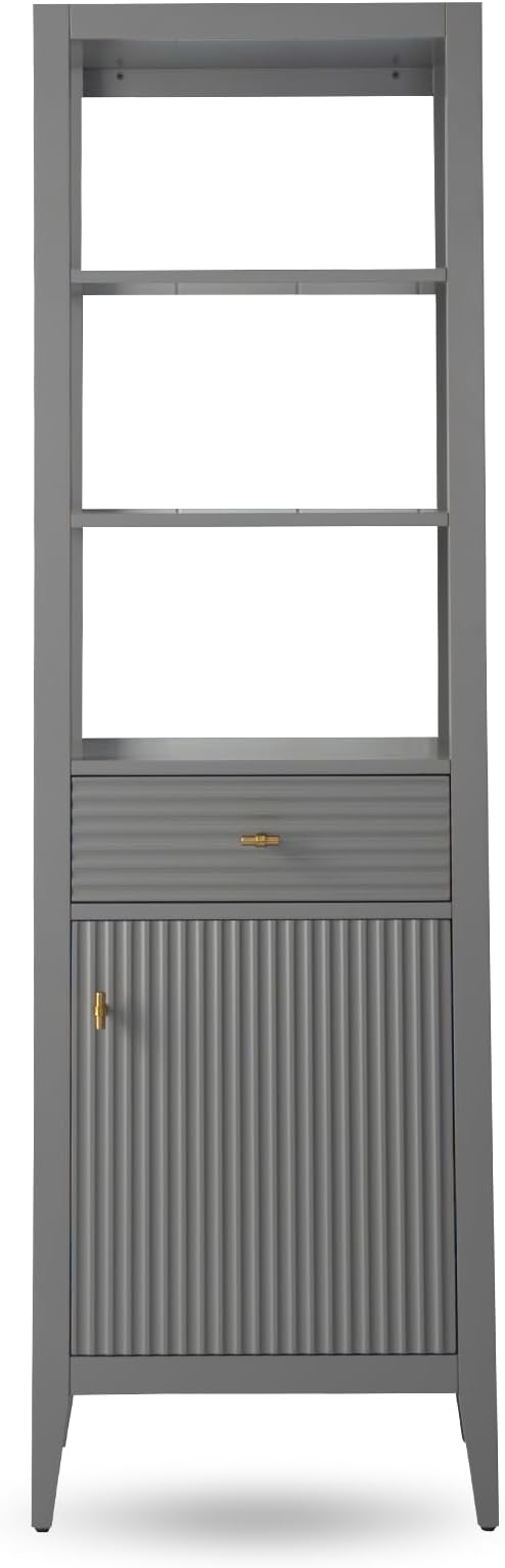 Vanity Art Vanity with Storage Cabinet & Shelves, Free-Standing Vanity with Soft-Closing Doors, Cashmere Gray, Golden Brushed Handware VA91-LC-G-GB