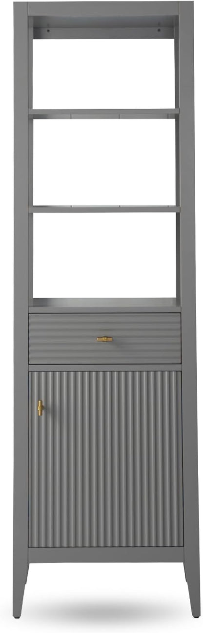 Vanity Art Vanity with Storage Cabinet & Shelves, Free-Standing Vanity with Soft-Closing Doors, Cashmere Gray, Golden Brushed Handware VA91-LC-G-GB