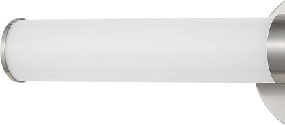 JONATHAN Y 20.13" Nickel/White 1-Light Integrated LED Vanity Light, Mid-Century Modern Iron Sconce with Frosted Acrylic Shade, Dimmable Bathroom Light Fixture for Mirror, 3000K (JYL7119B)