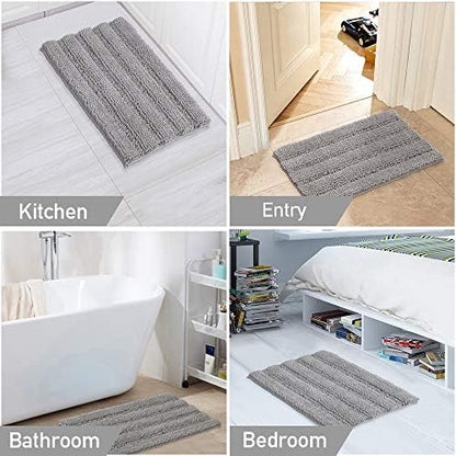 2 Piece Bathroom Rug Set with Toilet Mat, Soft Absorbent Chenille, Non-Slip