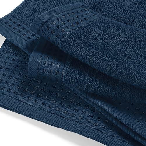 GLAMBURG Ultra Soft 4 Pack Oversized Bath Towel Set 27x54 inches, 100% Cotton Bath Towels, Highly Absorbant Compact Quickdry & Lightweight Towel, Ideal for Gym Travel Camp Pool - Mineral Blue