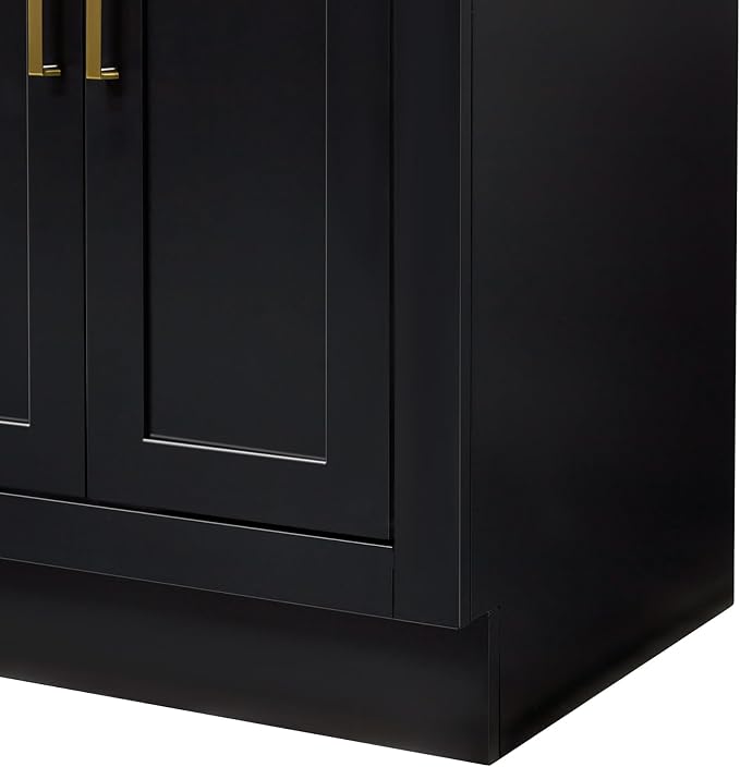 ARIEL Hepburn 60-inch Bathroom Vanity with Sink,Solid Wood, 1.5-inch Carbon Black Quartz Countertop, Double Rectangular Porcelain Sink, Soft Closing Doors, Dovetail Drawers, Black