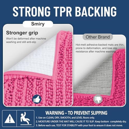 Smiry Bathroom Rugs 34X21, Extra Soft Rubber Backing Chenille Bath Mats