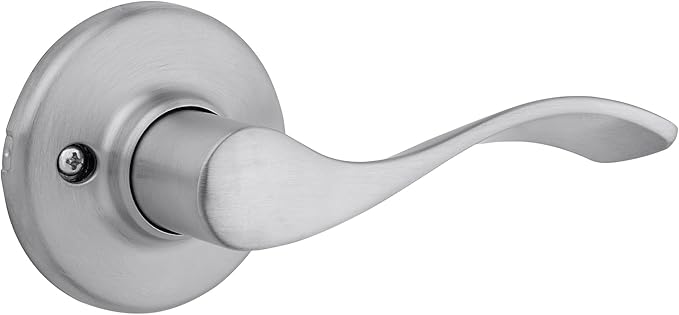Kwikset Balboa Dummy Door Handle, Single Sided Lever for Closets, French Double Doors, and Pantry, Satin Chrome Non-Turning Right Handed Interior Push/Pull Lever, with Microban Protection
