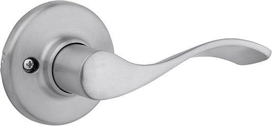 Kwikset Balboa Dummy Door Handle, Single Sided Lever for Closets, French Double Doors, and Pantry, Satin Chrome Non-Turning Right Handed Interior Push/Pull Lever, with Microban Protection