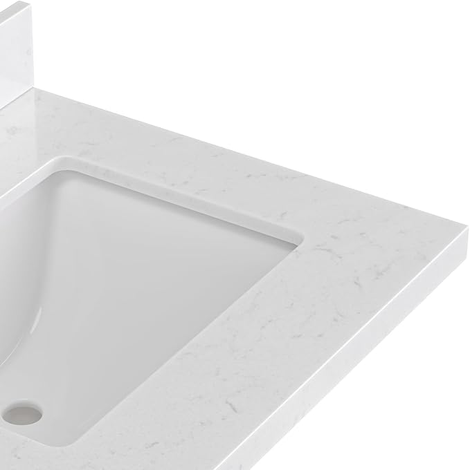 ARIEL Loren 72-inch Bathroom Vanity with Sink,Solid Wood, 1.5-inch Carrara White Quartz Countertop, Double Rectangular Porcelain Sink, 4 Soft Closing Doors, 3 Dovetail Drawers, White