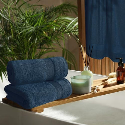 Belizzi Home 4 Pack Bath Towel Set 27x54, 100% Ring Spun Cotton, Ultra Soft Highly Absorbent Machine Washable Hotel Spa Quality Bath Towels for Bathroom, 4 Bath Towels - Mineral Blue