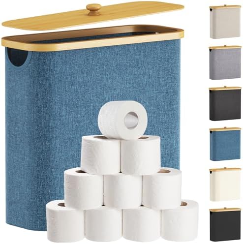 Lifewit Toilet Paper Storage Holder, Extra Large Stand Basket 30L Dark Blue