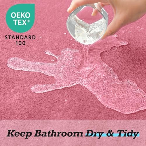 HUXMEYSON Bathroom Rugs Sets 2 Piece, Non-Slip & Quick Dry Bath Mat Set, Ultra Soft Velvet Bath Rugs for Bathroom, Toilet and Shower Floor, Pink