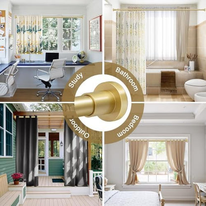 YNL Gold Shower Curtain Rod 32-94 Inch(2.7-7.8ft), Non-Slip, Never Rust, Stainless Steel No Drill Spring Tension Shower Rod, Adjustable Long Curtain Rod for Bathroom Window Patio