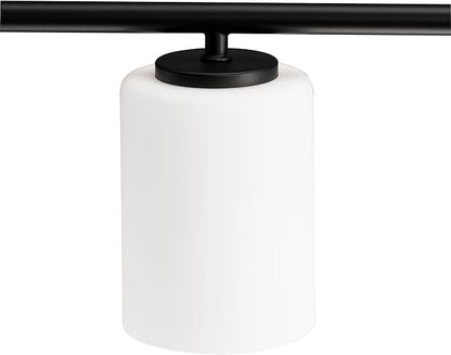 Progress Lighting Replay Collection 48 in. 6-Light Textured Black Etched White Glass Modern Bath Vanity Light