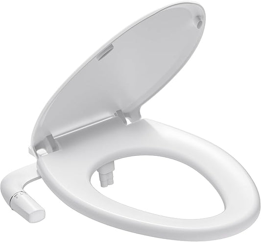SAMODRA Bidet Toilet Seat with Soft Close Lid - Non-Electric Dual Nozzle System, Quick-Release for Easy Installation & Clean