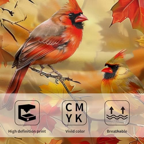 Fall Birds Hand Towels Set of 2, 14x28 Inch Autumn Rustic Maple Leaves Thanksgiving Harvest Decorative Tea Towel Drying Baking Cooking Wash Cloth for Bathroom Kitchen Decor