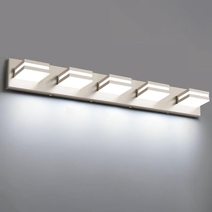 Bathroom Lights Fixtures Over Mirror, 360°Rotate Modern LED Vanity Lights for Bathroom, 40W Dimmable & High CRI Acrylic Wall Lighting, No Assembly Required (Brushed Nickel, 5-Light, 30 Inch)