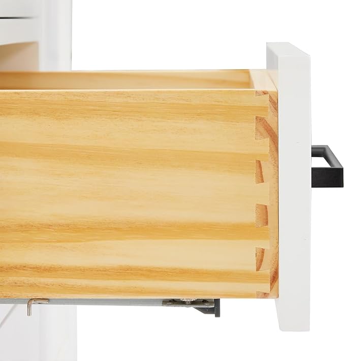 Isabella 48-Inch Bathroom Vanity with Sink — White Single Sink Bathroom Vanity, 1.5" Edge Italian Carrara Marble Top, Solid Wood, 2 Soft-Close Doors, 8 Dovetail Drawers + Tilt Drawer