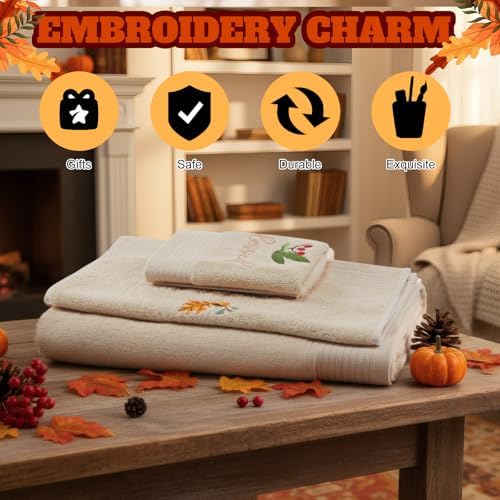 Peryiter 3 Pack Fall Decorative Bath Towel Set