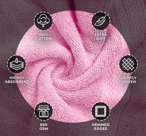 Avalon Towels Pink Bath Towels, Pink Towel Set, 8pc