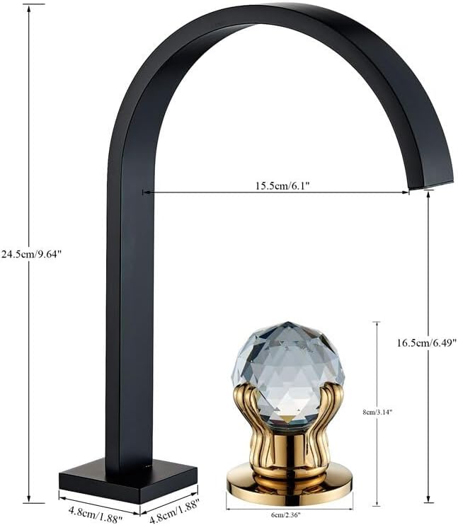Golden Widespread Brass Bathroom Basin Faucet Dual Crystal Handles Vanity Sink Mixer Tap Hot Cold Bathtub Faucets Deck Mount，Gold