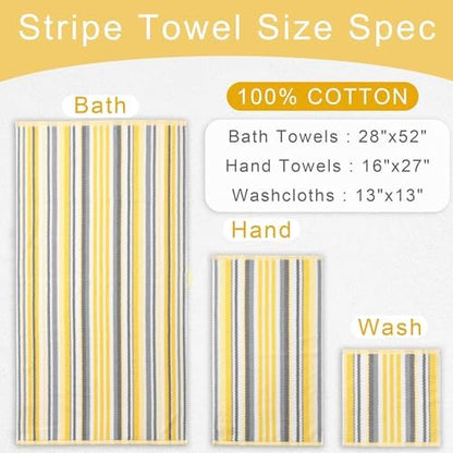 VOOVA & MOVAS Yellow Gray Washcloths 6 Pack, 100% Cotton, 13x13 in